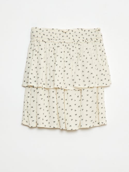 Rok van kreukeltricot met bloemenprint - Kiabi