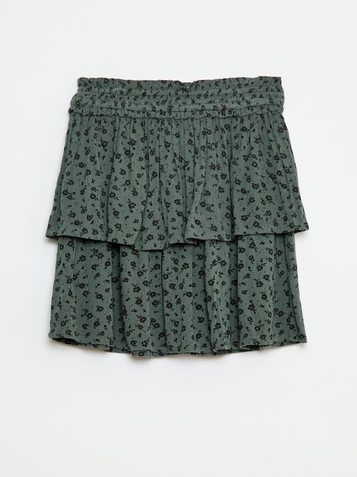 Rok van kreukeltricot met bloemenprint - Kiabi