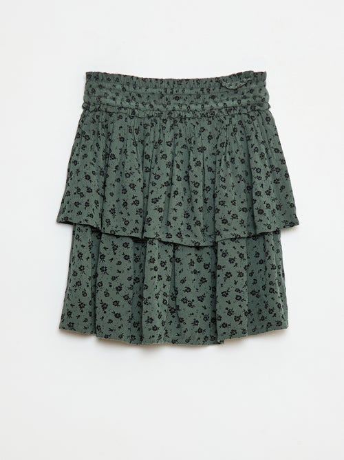 Rok van kreukeltricot met bloemenprint - Kiabi