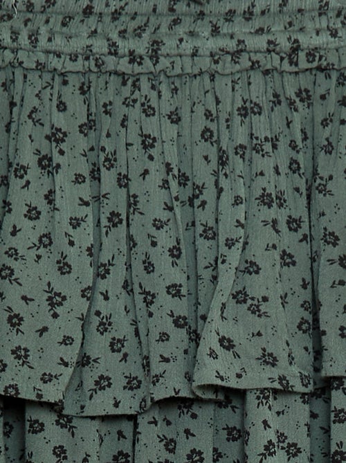 Rok van kreukeltricot met bloemenprint - Kiabi