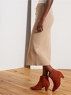 Damesmode maat 34-48 - Rok van ribtricot - Kiabi