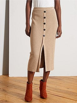 Damesmode maat 34-48 - Rok van ribtricot - Kiabi