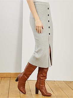 Damesmode maat 34-48 - Rok van ribtricot - Kiabi
