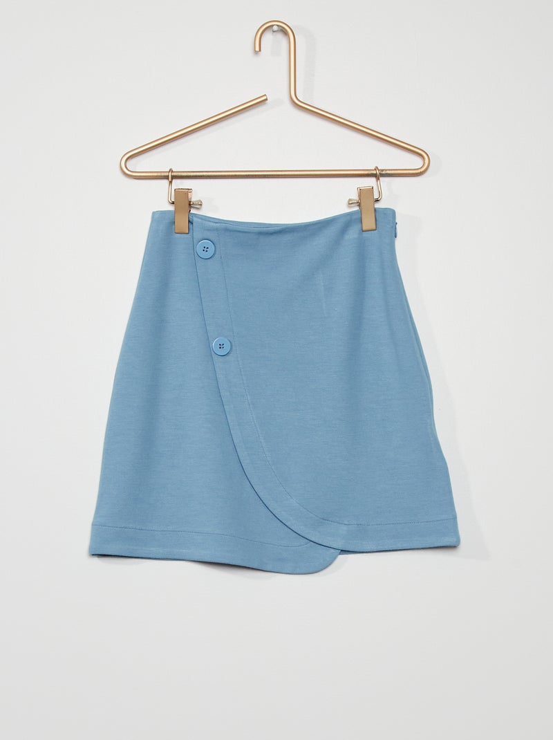 Rok van tricot met knopen denim blauw - Kiabi
