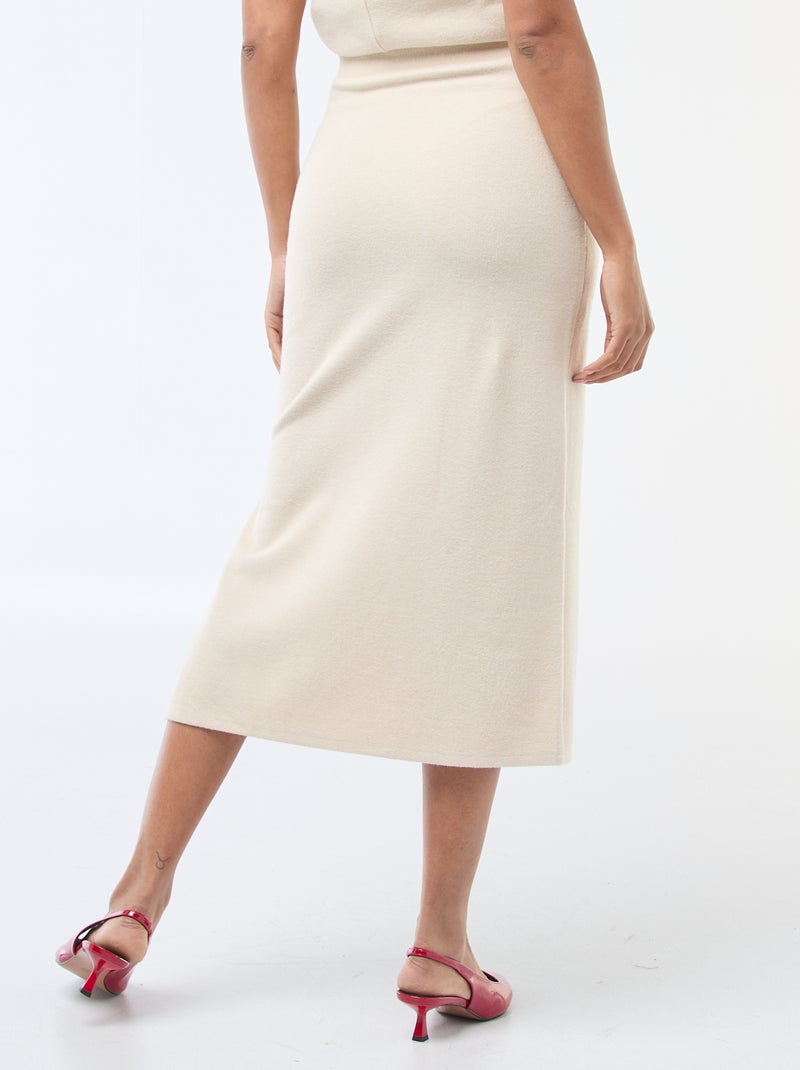 Rok van zachte tricot met gedrapeerd effect Biege - Kiabi