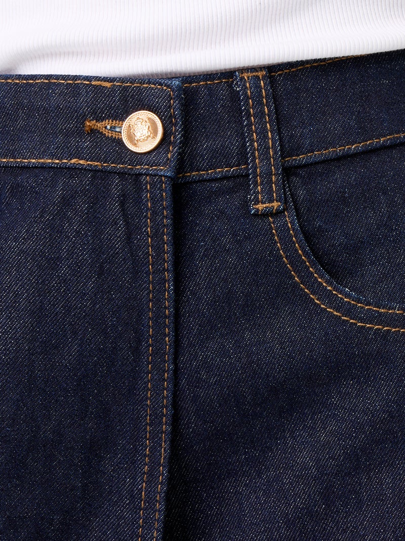 Rokbroek van denim met hoge taille Blauw - Kiabi