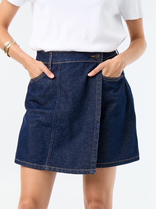 Rokbroek van ongewassen denim - Kiabi