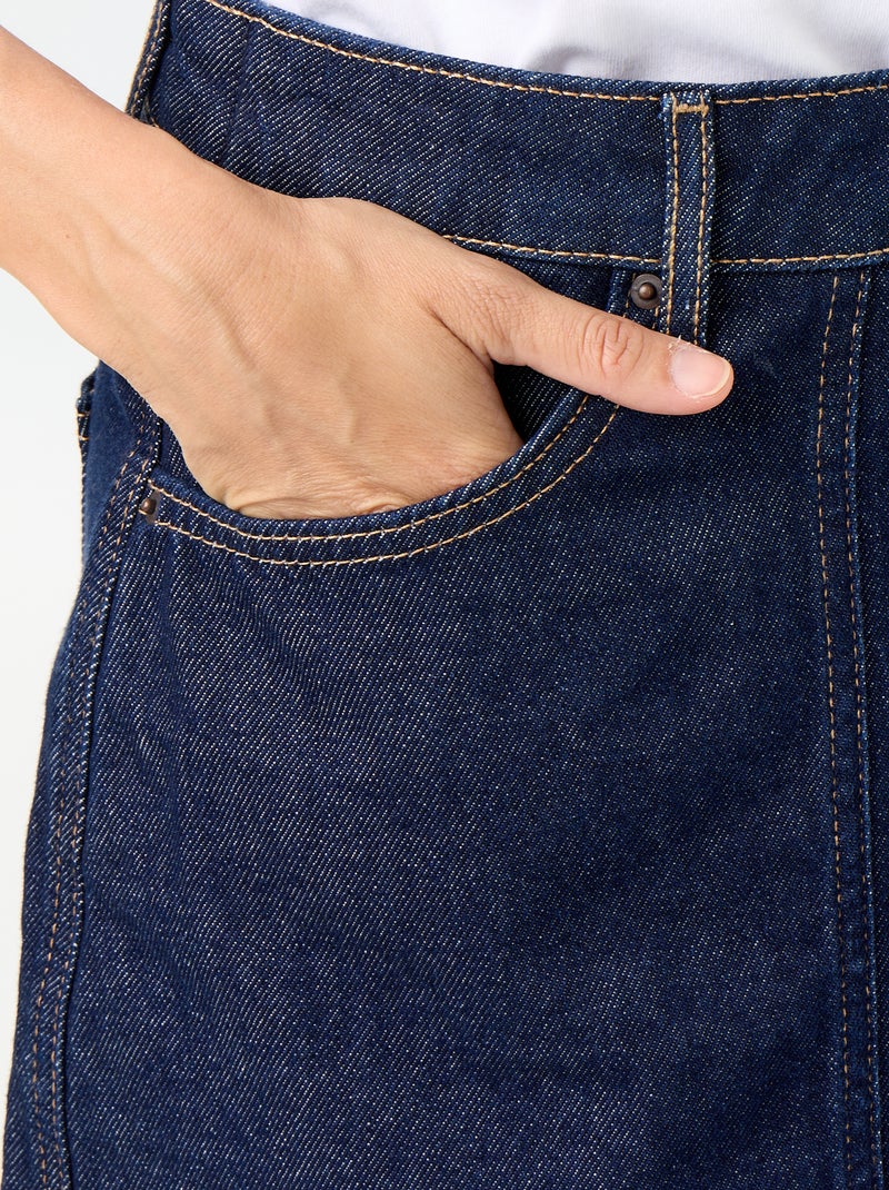 Rokbroek van ongewassen denim Blauw - Kiabi