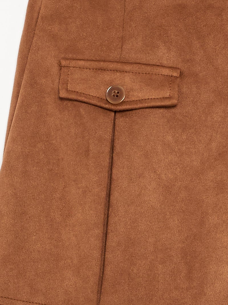 Rokbroek van suèdelookstof Bruin - Kiabi