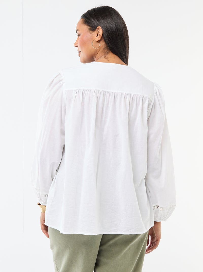 Romantische katoenen blouse Wit - Kiabi