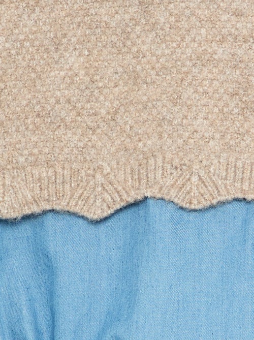 Romper van tricot en denim - Kiabi