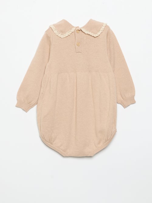Romper van tricot met kraag en fantasiezakken - Kiabi