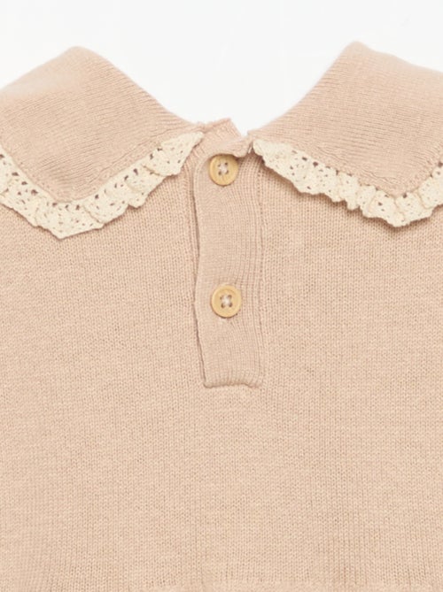 Romper van tricot met kraag en fantasiezakken - Kiabi