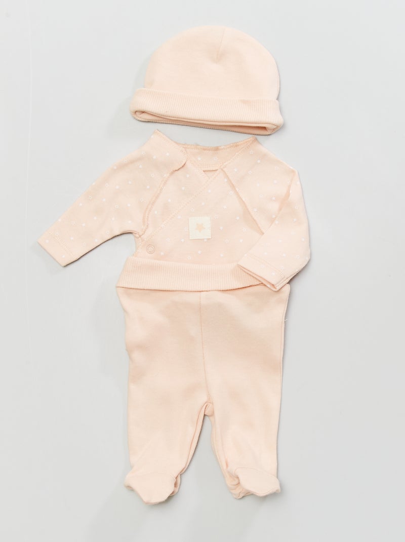 Rompertje + broek + mutsje - 3 stuks ROSE - Kiabi