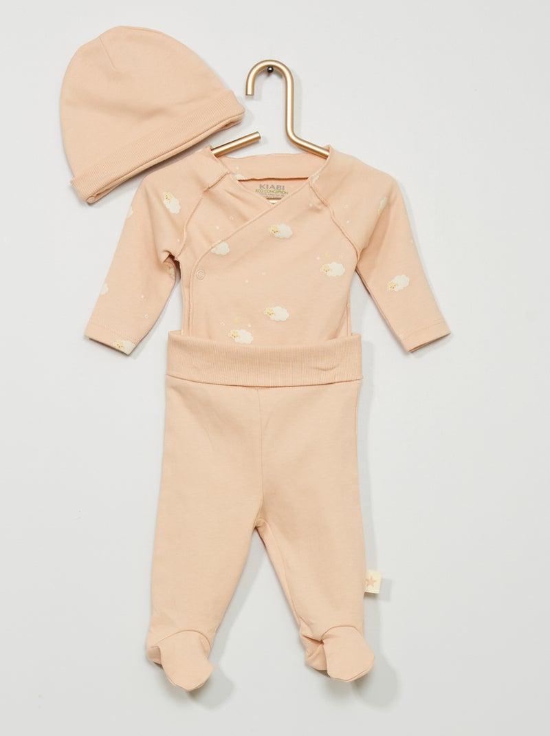 Rompertje + broek + mutsje - 3 stuks roze - Kiabi