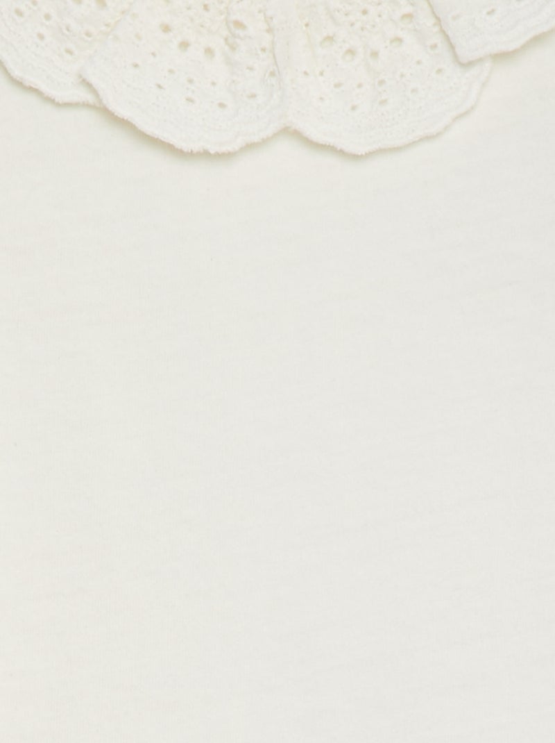 Rompertje met kraagje in broderie anglaise WIT - Kiabi