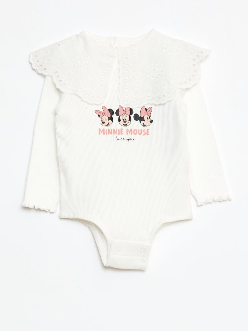 Rompertje van ribtricot 'Minnie' 'Disney' Wit - Kiabi