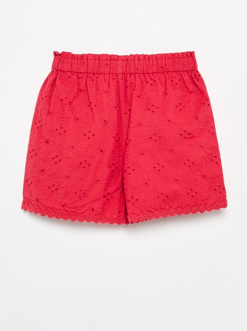 Rood short met broderie anglaise - Kiabi