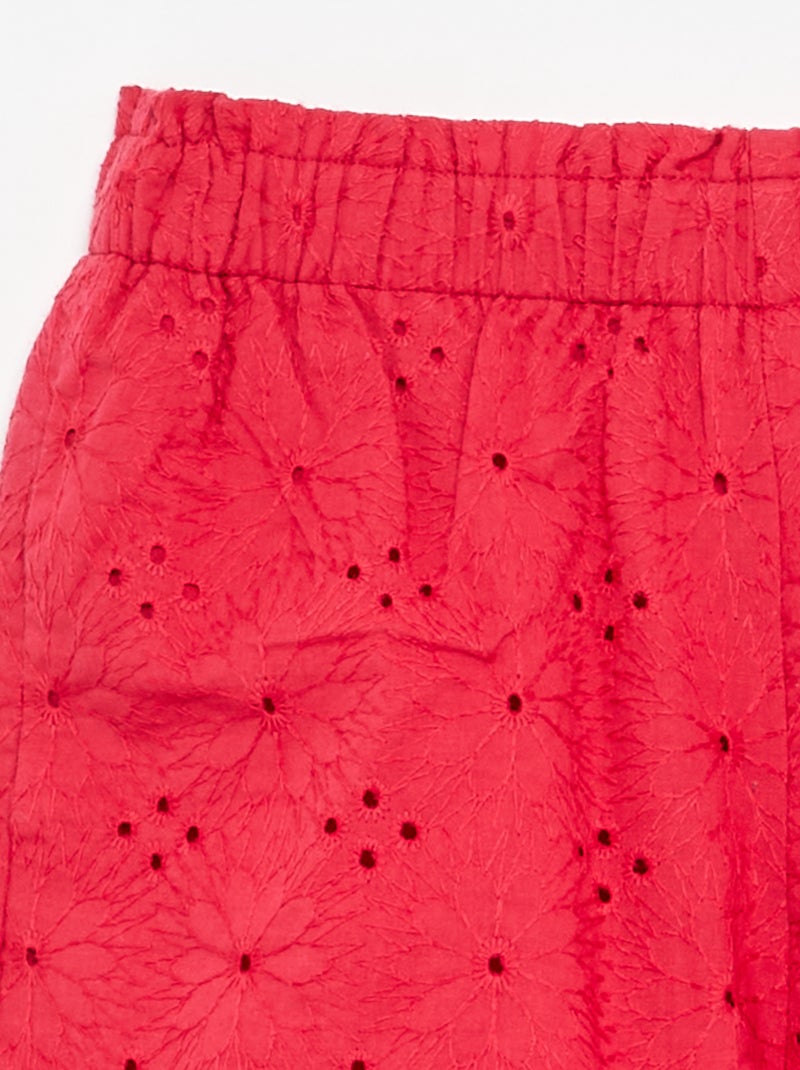 Rood short met broderie anglaise Rood - Kiabi