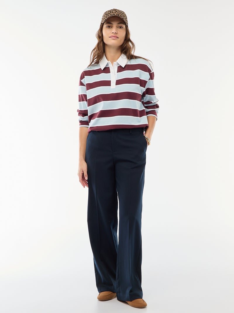 Rugbypolo met lange mouwen Blauw - Kiabi