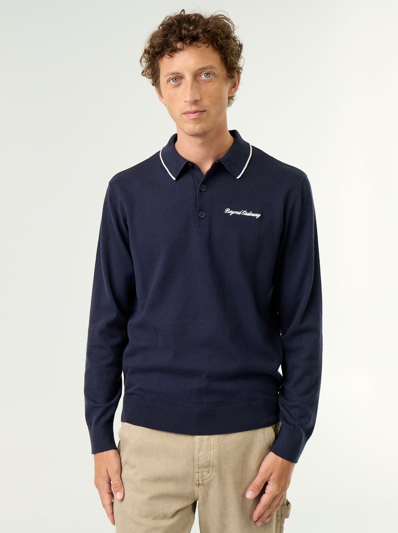 Rugbypolo met lange mouwen Blauw - Kiabi