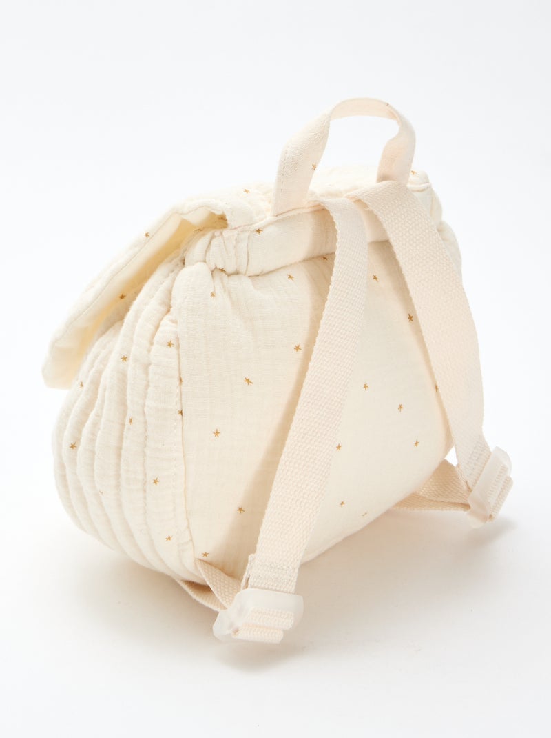 Rugzak van luchtige, losgeweven katoen met print Biege - Kiabi