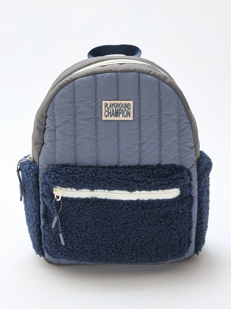 Rugzak van twee materialen Blauw - Kiabi