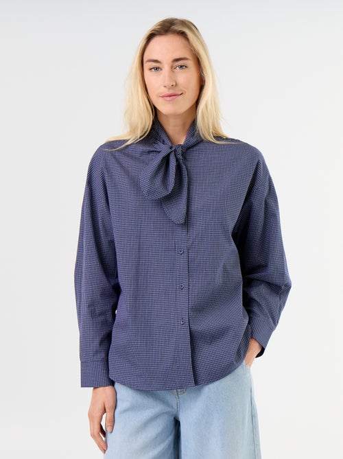 Ruime blouse met lange mouwen en lavallièrekraag - Kiabi