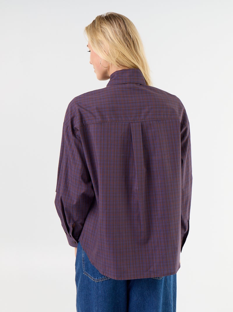Ruime blouse met lange mouwen en lavallièrekraag Bruin - Kiabi