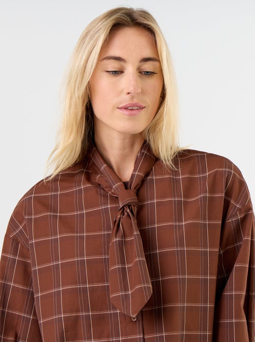 Ruime blouse met lange mouwen en lavallièrekraag - Kiabi