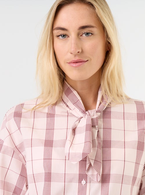 Ruime blouse met lange mouwen en lavallièrekraag - Kiabi