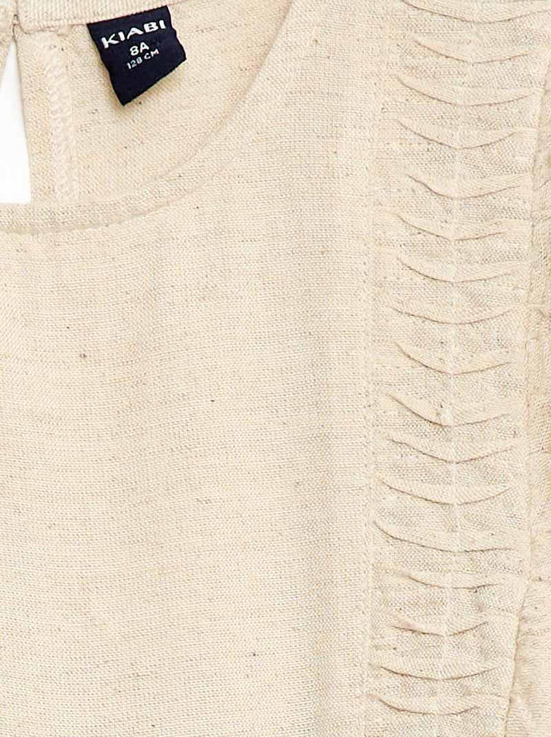 Ruime blouse van gemengd linnen Wit - Kiabi