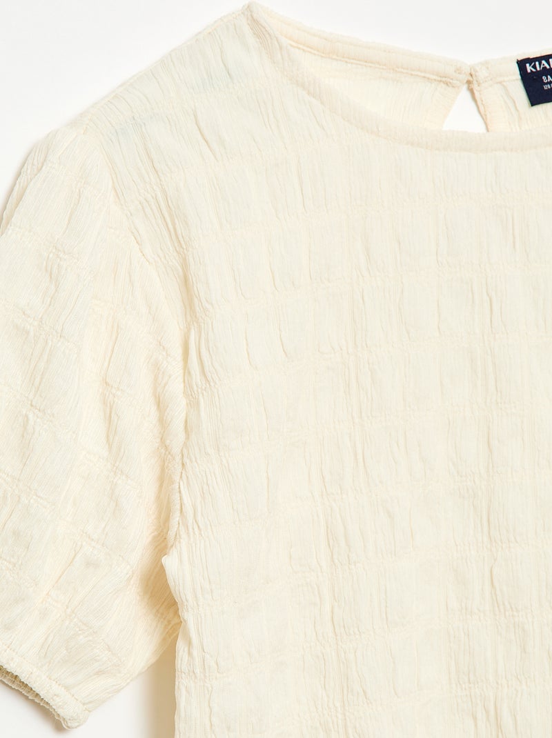 Ruimvallend T-shirt van fantasietricot Biege - Kiabi