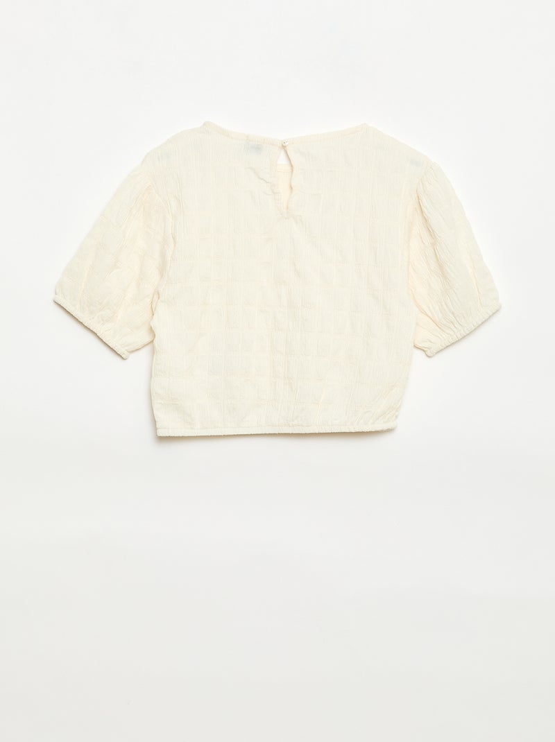Ruimvallend T-shirt van fantasietricot Biege - Kiabi