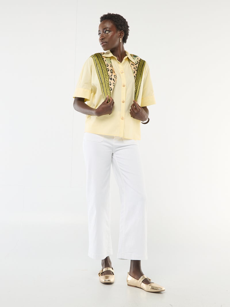 Ruimvallende blouse met knoopjes in stervorm Geel - Kiabi