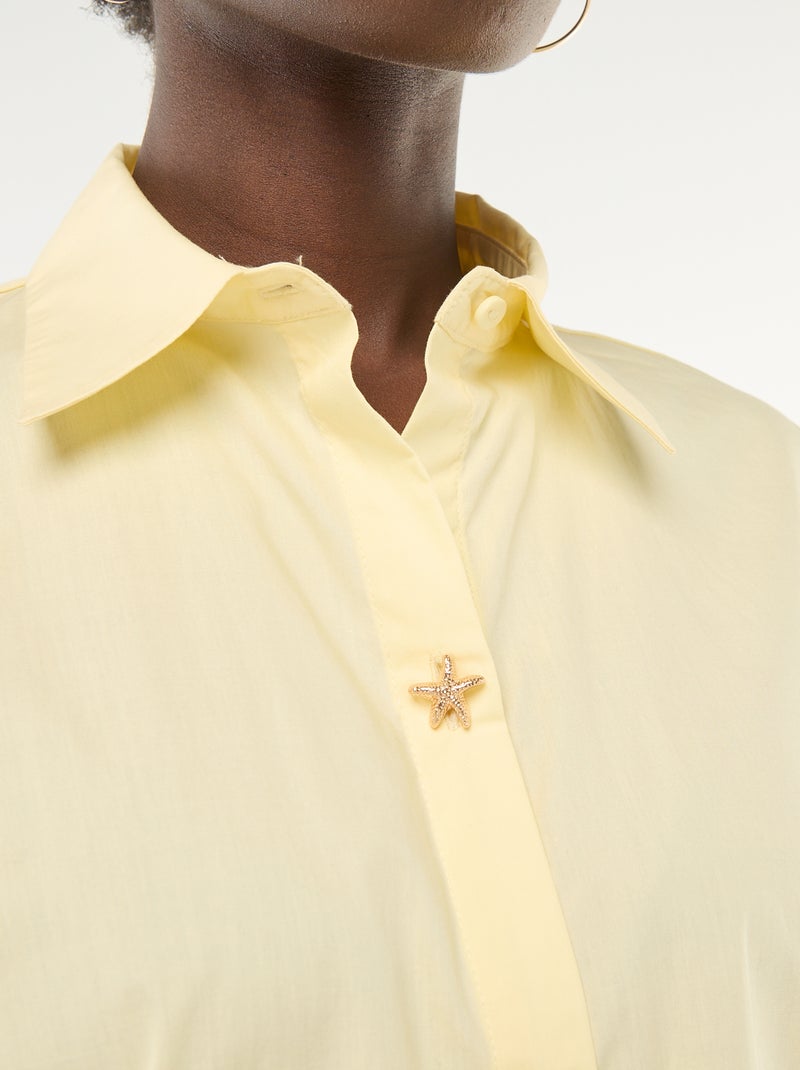 Ruimvallende blouse met knoopjes in stervorm Geel - Kiabi