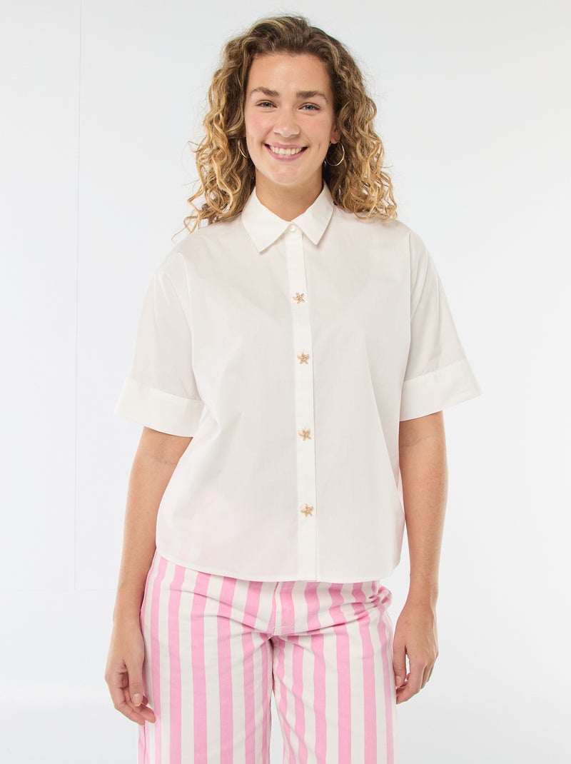Ruimvallende blouse met knoopjes in stervorm Wit - Kiabi