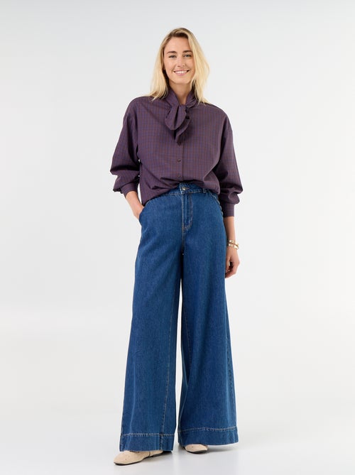 Ruimvallende blouse met lange mouwen en lavallièrekraag - Kiabi