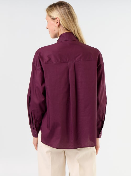 Ruimvallende blouse met lange mouwen en lavallièrekraag - Kiabi