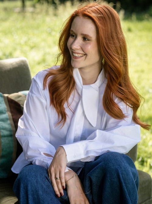 Ruimvallende blouse met lange mouwen en lavallièrekraag - Kiabi