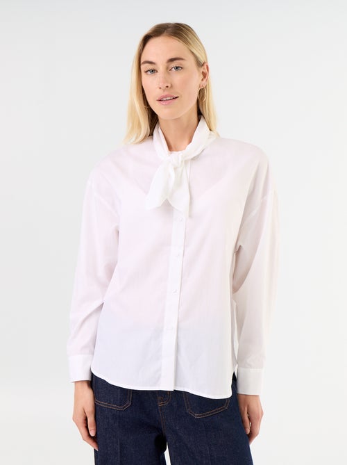 Ruimvallende blouse met lange mouwen en lavallièrekraag - Kiabi