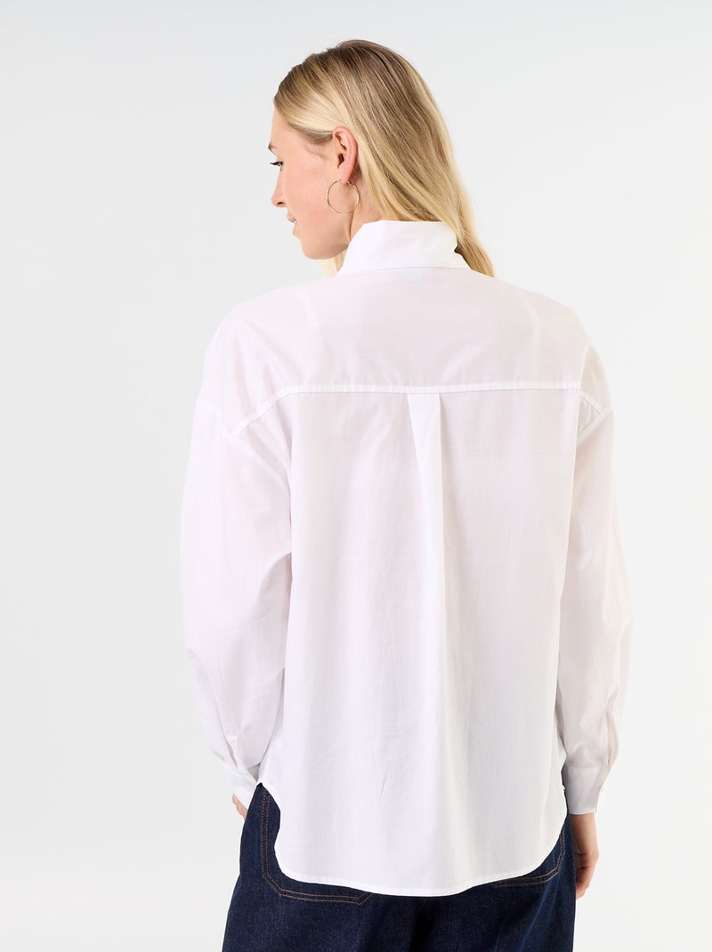 Ruimvallende blouse met lange mouwen en lavallièrekraag Wit - Kiabi