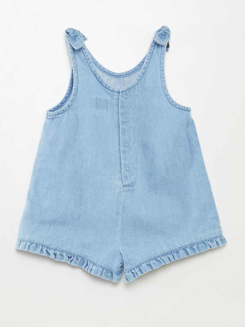 Salopette van denim met ruches BLAUW - Kiabi