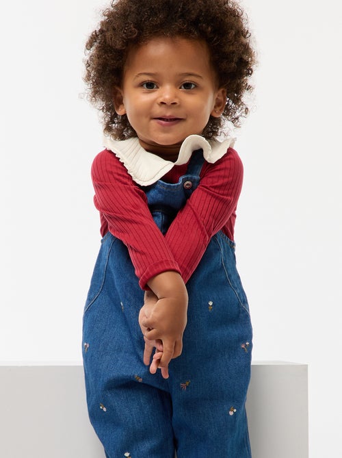 Salopette van spijkerstof met motiefje - Kiabi