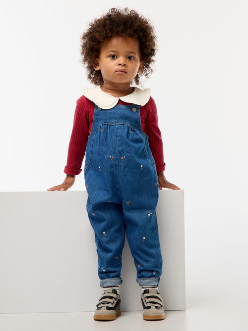 Salopette van spijkerstof met motiefje - Kiabi