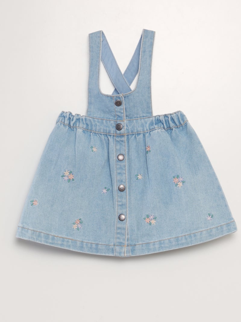 Salopettejurk met bandjes van denim BLAUW - Kiabi