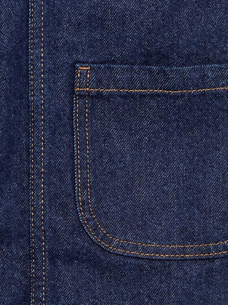 Salopettejurk van denim met 2 opgestikte zakken Blauw - Kiabi