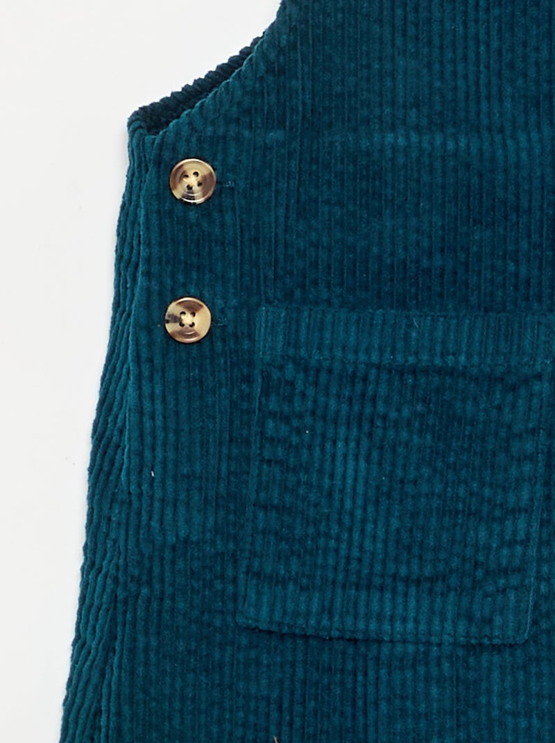 Salopettejurk van ribfluweel Blauw - Kiabi