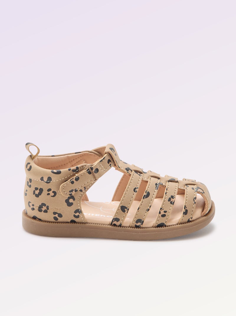 Sandalen met bandjes 'eerste stapjes' - Kitchoun Bruin - Kiabi