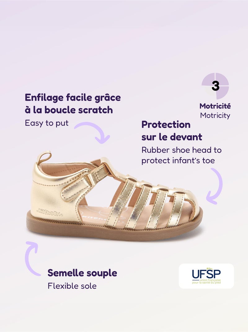 Sandalen met bandjes 'eerste stapjes' - Kitchoun Geel - Kiabi